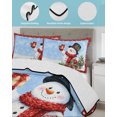 thumbnail image 3 of Quilt King Size Bedding Set, Blue Christmas Reversible Summer Quilt 3 Pieces, Xmas Snowman Snowflake Gifts Trees Berry Red Lightweight Bedspreads Coverlets with 2 Pillow Shams for All Seasons, 3 of 5