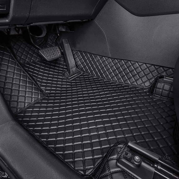 EKR Custom RAV4 Floor Mats for Select Toyota RAV4 (Not Hybrid) 2019 2020 2021 2022 2023-All Weather Protection Leatherette Floor Mats (Full Set,Checkerboard Black)