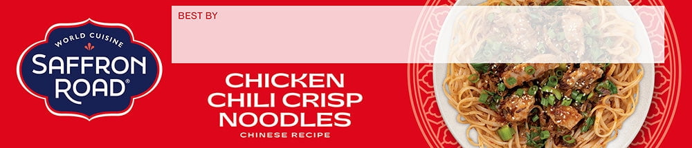 Saffron Road Chicken Chili Crisp Noodles Frozen Single Serve Meal 10 oz Halal Gluten Free
