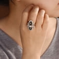 thumbnail image 3 of Bling Jewelry Womens Vintage Art Deco Style Black White CZ Filigree Cocktail Full Finger Ring, 3 of 5