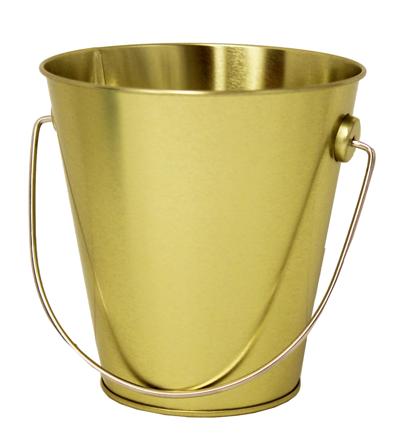 Tin Pail with Handle Gold