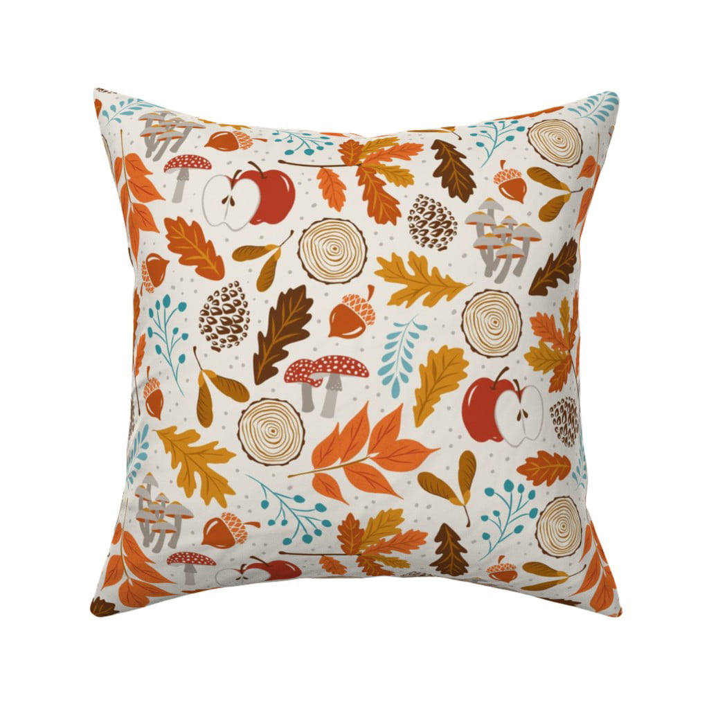 Fall Autum Mushrooms Throw Pillow Cover w Optional Insert by Spoonflower 