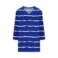 thumbnail image 4 of Ltctricy Women's 3/4 Length Sleeve Tops Summer Fall Fashion V Neck Striped Tunic T Shirts Casual Loose Tee Blouses(Blue,Large), 4 of 5