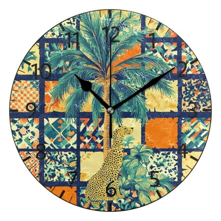 YAZAOO Decorative Wall Clock Size:25cm Summer Ceramic Tile Pattern Design Pattern Clock