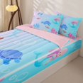 thumbnail image 3 of Homewish Cute Sea Turtle Zipper Full Size Comforter Sets with Fitted Sheet and 2 Pillowcases, Cartoon Coral Zipper Bedding Set, Pink Blue, Pink Reversible, 4pcs, 3 of 6