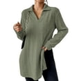 thumbnail image 3 of Women'S 2025 Fall Long Sleeve Half Zip Casual Oversized Ribbed Knit Pullover Sweater Top Army Green M, 3 of 9