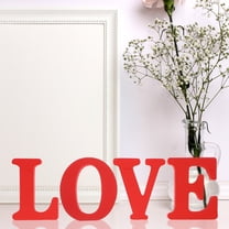 HOOWIFFY Memory Sign for Wedding Red Wood 1 Set 3.9X3.5X0.8In Letter Shape Tabletop Centerpiece