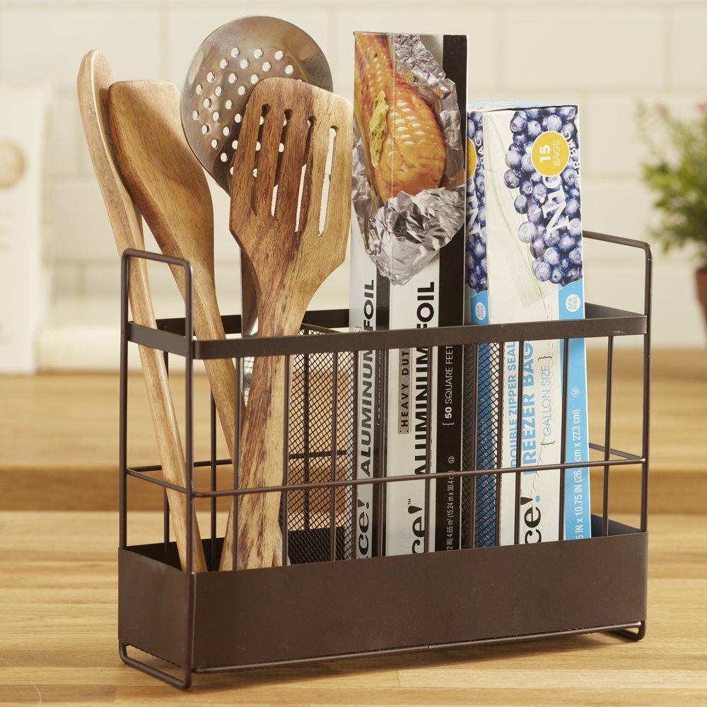 Kitchen and Bathroom Countertop Organizer with 3 Storage Trays