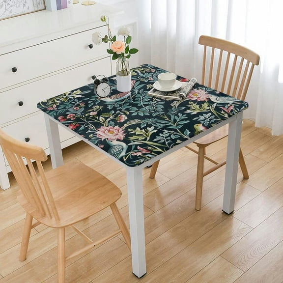 HAOXIT Tablecloth Original Design Green Table Cloth for Rectangle Tables Wipeable Polyester Fabric Table Cover Kitchen Dinning Decorations Washable white