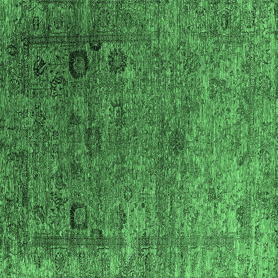 Ahgly Company Indoor Square Oriental Emerald Green Industrial Area Rugs, 5' Square