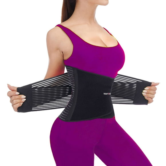 Faja lumbar TESETON para hombre y mujer, talla grande, transpirable, para escoliosis, relaja la cintura y alivia el dolor lumbar, ciática con 8 huesos reforzados (negro-XL)