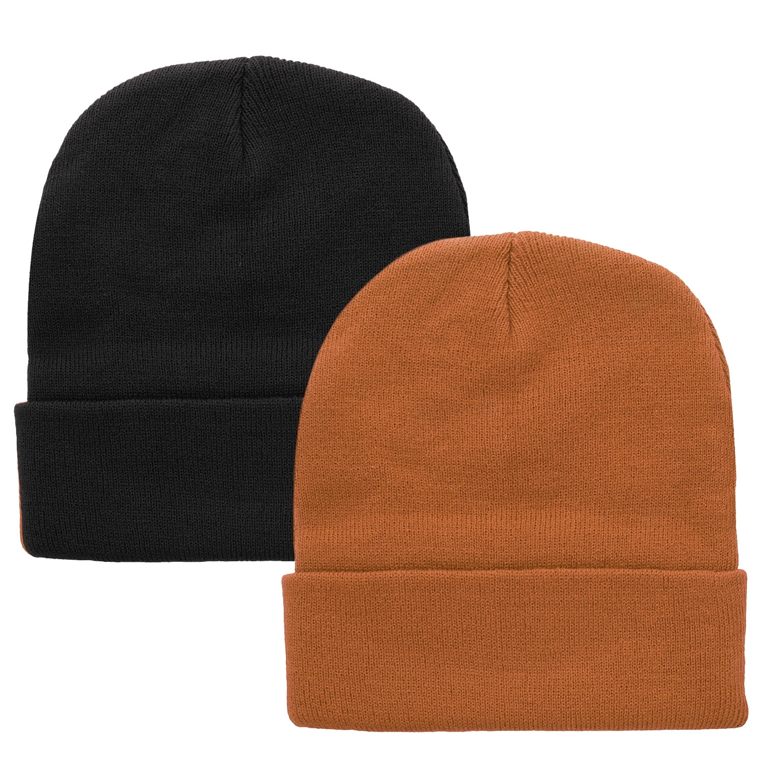 2 pcs Set Men Women Knitted Beanie Hat Ski Skully Cap Plain Solid Color