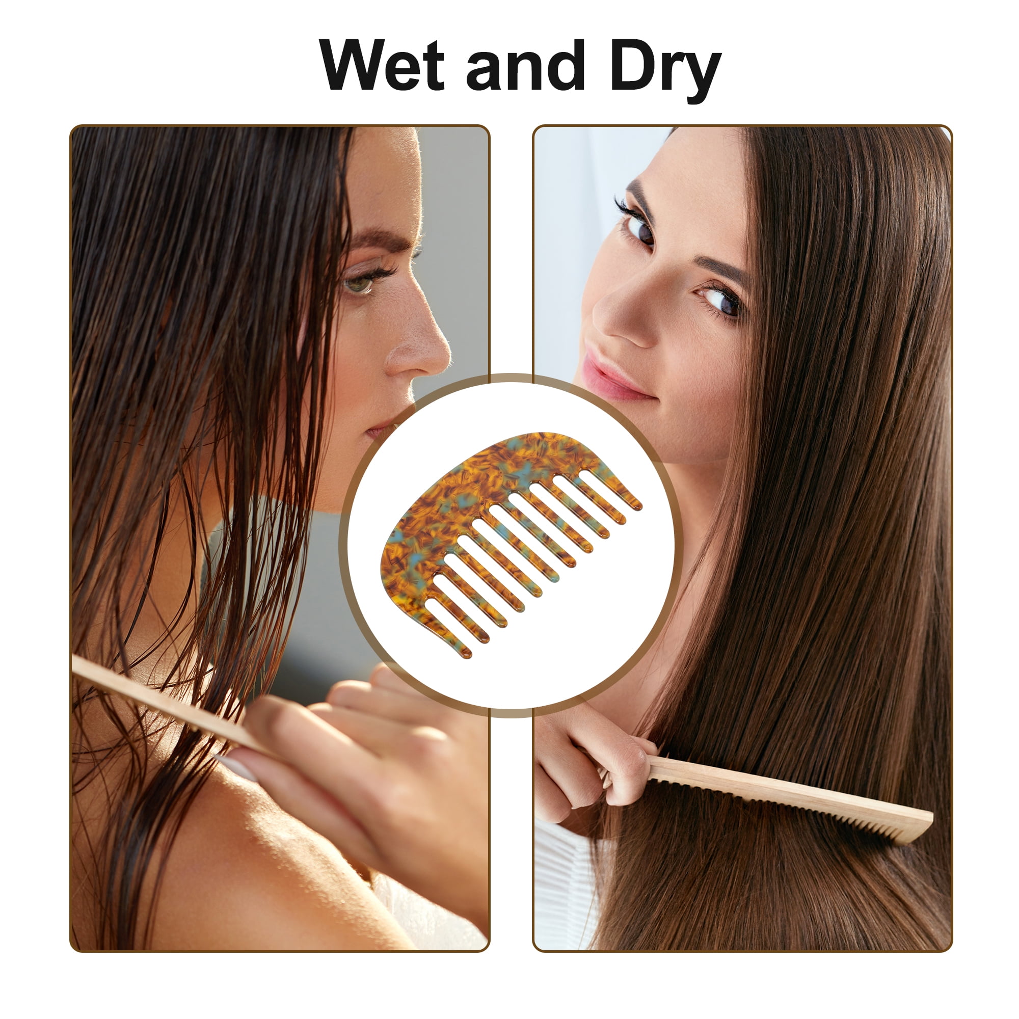 Unique Bargains 1 Pc Mini Wide Tooth Comb for Women Pocket Size Brown 3.94"x2.36"