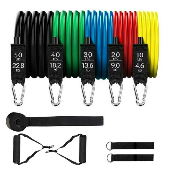 Yeacher 11pcs Fitness Puller Set Resistance Belt Kit Multifunctional Exercise Elastics Tubes for Training Gym Bodybuilding Sport Workout