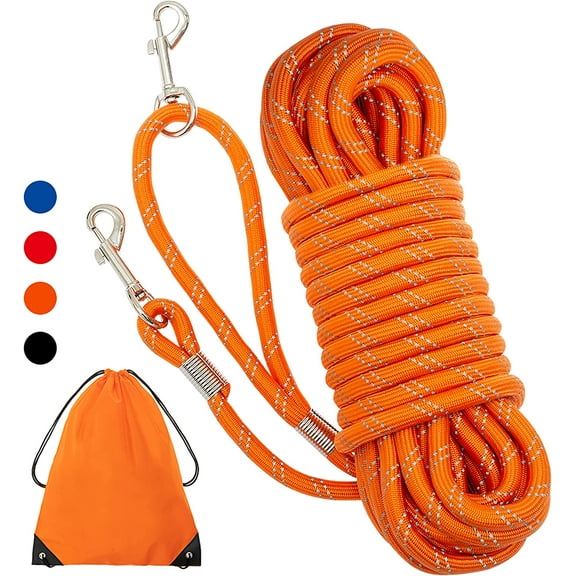 Long Dog Leash 30ft 50ft Reflective Training Heavy Duty Rope Dog Leash for Small Medium Large Dogs