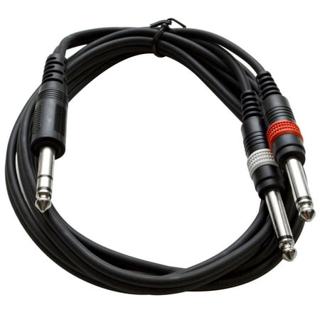 Seismic Audio - Insert Cable TRS 1/4" to 2 TS 1/4" 6 Foot Patch Splitter Adapter Black - SA-Y3.6