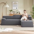 thumbnail image 4 of Aukfa 97" Cloud Sectional Sofa Trapezoid Boneless Couch Modular Sofa Bed for Living Room, Right Chaise, Gray, 4 of 9