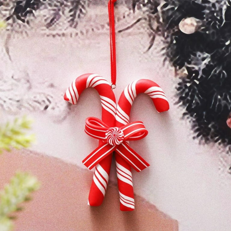 6 Pieces Christmas Candy Ornaments Lollipop Ornament Candy Cane Hanging  Decor Peppermint Christmas Tree Decoration Fake Candy Cane 