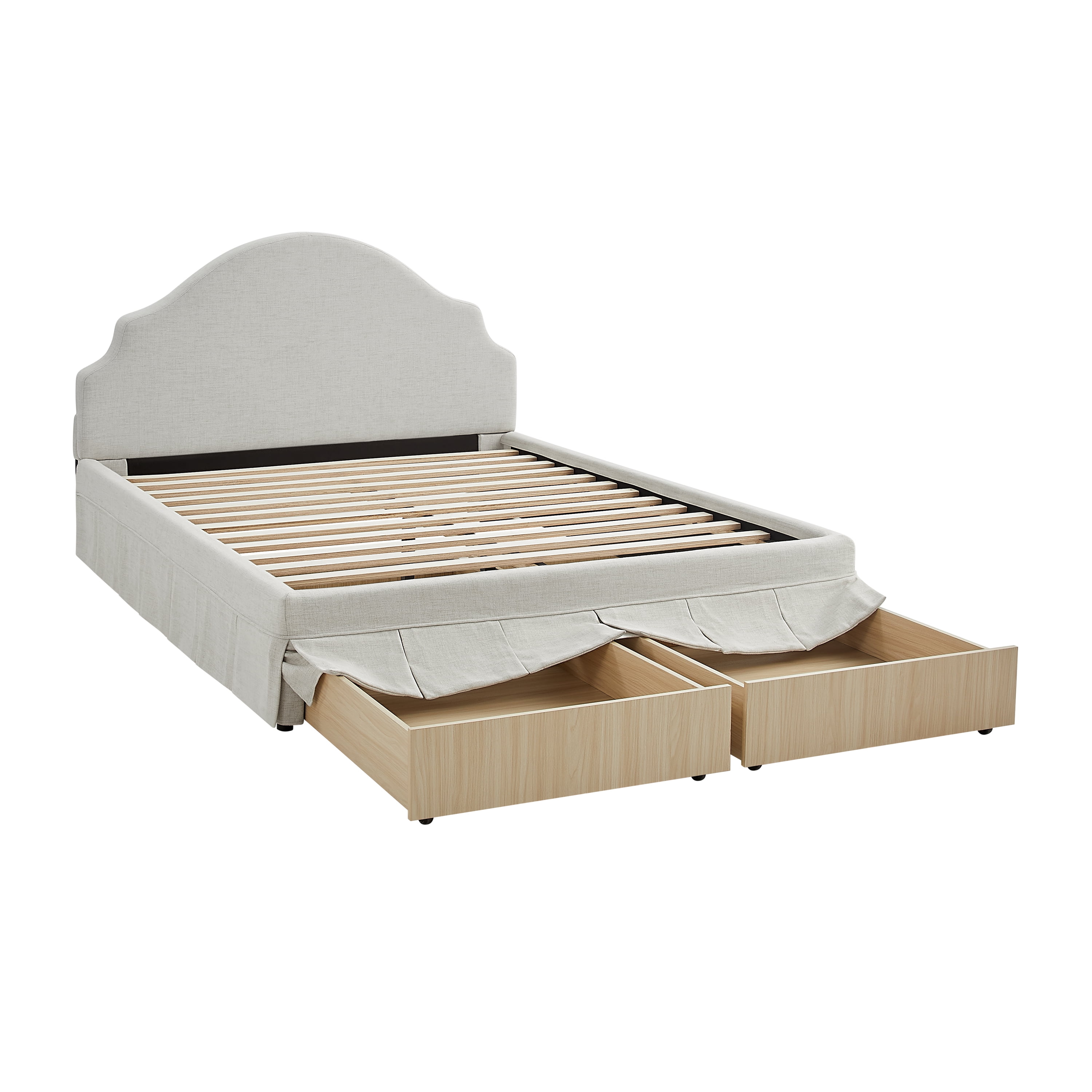 Studio Living Christine Upholstered Storage 39.8" Beige Bed Frame, Queen