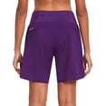 thumbnail image 2 of BALEAF Womens' 7 Inches Long Running Shorts Back Zipper Pocketed Athletic Active Exercise Shorts with Liner Purple Size M, 2 of 6