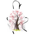 thumbnail image 1 of Nature Apron Ancient Big Sakura Tree in Full Blossom Seasonal Far Eastern Nature Artwork, Unisex Kitchen Bib Apron with Adjustable Neck for Cooking Baking Gardening, Pink Black Green, by Ambesonne, 1 of 3
