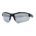 thumbnail image 5 of Polarized Mens Color Mirror Baseball Half Rim Wrap Sport Plastic Sunglasses Black Grey - Silver Mirror, 5 of 8