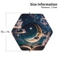 thumbnail image 2 of Honeii Artistic Starry Sky Moon Book print Leather Coaster Set of 4, ideal for safeguarding your furniture from drinks spills and effortless cleanup-Hexagon, 2 of 6