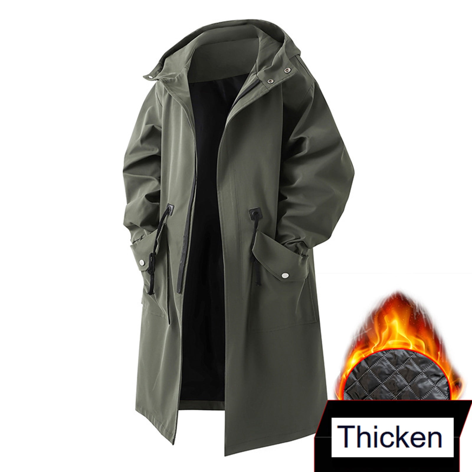 successthop Winter Trench Coats for Men Windbreaker Hooded with