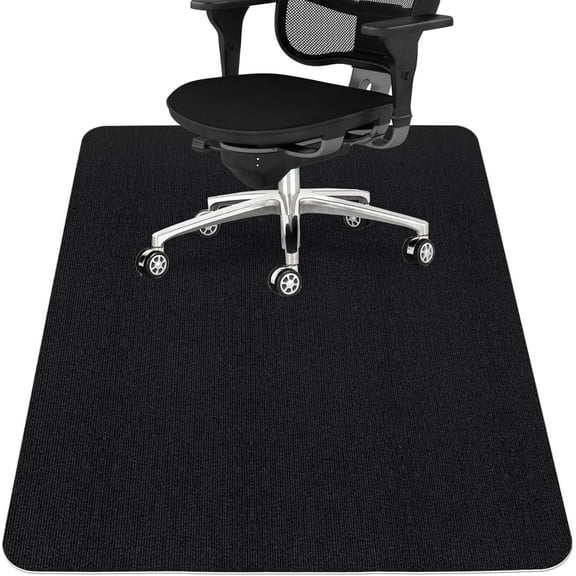 Office Chair Mat for Hardwood Floor,Office Computer Gaming Chair Mat for Tile Floor,Large Floor Protector Rug,Anti-Slip,Easy to Clean,Pure Black(55"x36")