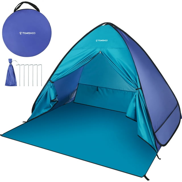 TOMSHOO TOMSHOO Instant Pop-Up Beach Tent with Mesh Ventilation, UV Protection, and Water-Resistant Coating, Lightweight and Portable, Blue Color Design