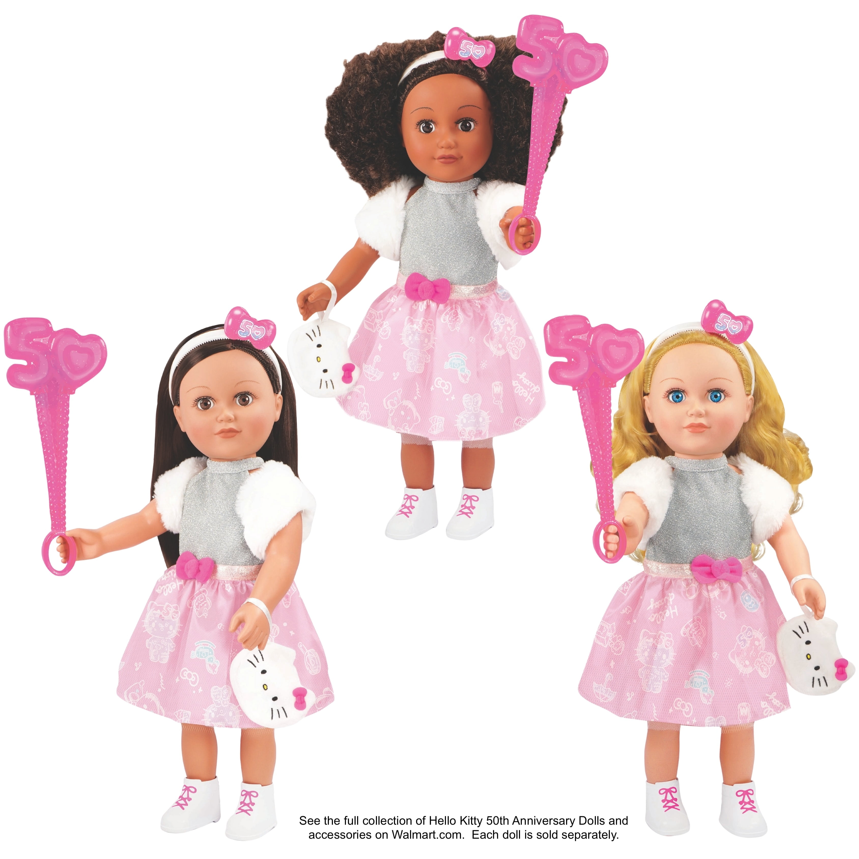 My Life As Poseable Hello Kitty 18" Doll, Dark Brunette Curly Hair, Brown Eyes, 50th Anniversary Edi(图2)