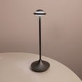 thumbnail image 4 of Lámpara de mesa táctil moderna | Luz nocturna de metal con diseño OVNI | Barra de luz suave LED | Brillo ajustable | Acabado dorado o gris | 12x4.33 pulgadas | Acento de decoración del hogar, 4 of 8