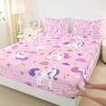 thumbnail image 3 of Manfei Cartoon Unicorn Full Size Sheets,Magic Animal Bed Sheets,Rainbow Fireworks Sheet Sets For Girl,Ultra Soft Home Decor,4-Piece, 3 of 7