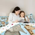 thumbnail image 5 of Homewish Giraffe Zebra Lion Elephant 3 Pieces Queen Comforter Set For Kids,Jungle Animal Ultra Soft Bedding Sets,Kawaii Wildlife Bedding Comforter Set,Breathable Home Decor,Reversible, 5 of 8