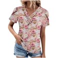 thumbnail image 2 of Puntoco Liquidación de blusas cortas para mujer, blusas casuales de manga corta con cuello en V a la moda para primavera y verano, 2 of 5