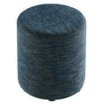 thumbnail image 3 of Callum 16" Round Woven Heathered Fabric Ottoman in Heathered Weave Azure, 3 of 8