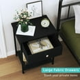 thumbnail image 4 of Black Nightstand with Drawers,Small Night Stand with Storage Bedside Table for Bedroom, Dorm, Modern End Table, 4 of 15