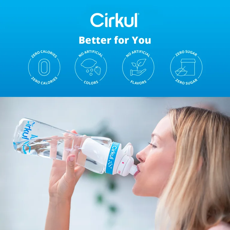 Cirkul 22oz Plastic Water Bottle Starter Kit with 2 Flavor Cartridges  (Fruit Punch & Mixed Berry)