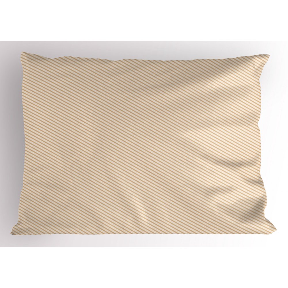 Ecru Pillow Sham, Simplistic Geometric Lines Illustration with Abstract