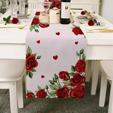

Hanzidakd Valentine s Day Table Banner Valentine s Day Table Flag Red Table Dwarf Decorative Waterproof Table Cloth Table Towel