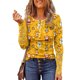 thumbnail image 1 of ICHUANYI Clearance Women Bottons Crop Workout Christmas Printing Lace Stitching Long Sleeve Sexy Tops(Yellow, M) ICHUANYI WER2023081501774, 1 of 5