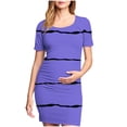 thumbnail image 2 of Ovzne Robes d'Été pour Femmes Robe pour Femme Jupe de Maternité Plissée Imprimée à la Mode Manches Courtes Col Rond Mi-Mollet Robe Grande Taille Maxi Robe Manches Courtes Imprimée Liquidation, 2 of 6