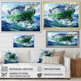 thumbnail image 4 of Designart "Cubist Voyage in Green" Coastal Framed Wall Art - Coastal Green Coastal Boat Living Room Framed Canvas Art, 4 of 6
