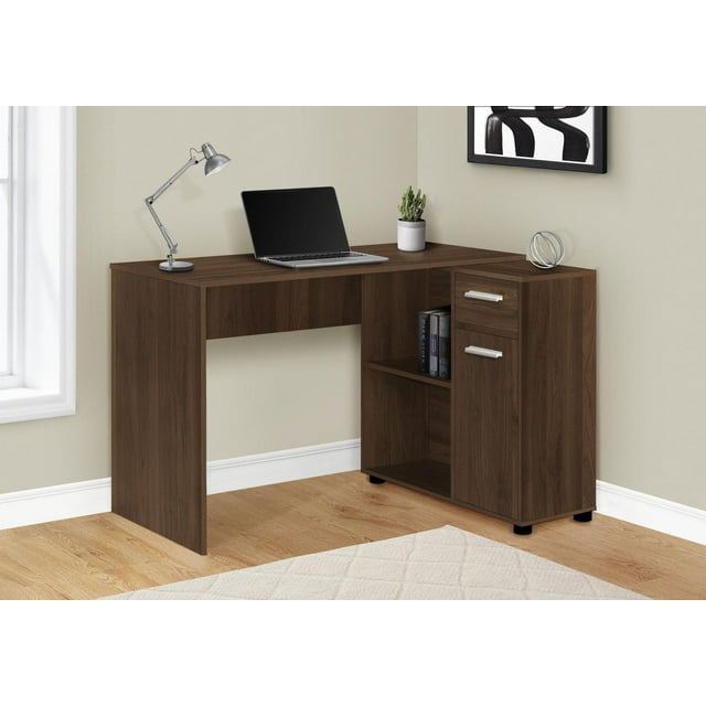Monarch Specialties Computer Desk, Home Office, Corner, Storage Drawers, 46"l, L Shape, Work, Laptop, Laminate, Walnut, Contemporary, Modern