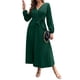 thumbnail image 5 of Sunloudy Vestido casual para mujer, cuello en V, manga larga, color sólido, cintura alta, plisado, vestidos largos con cinturón Sunloudy S M L XL, 5 of 8