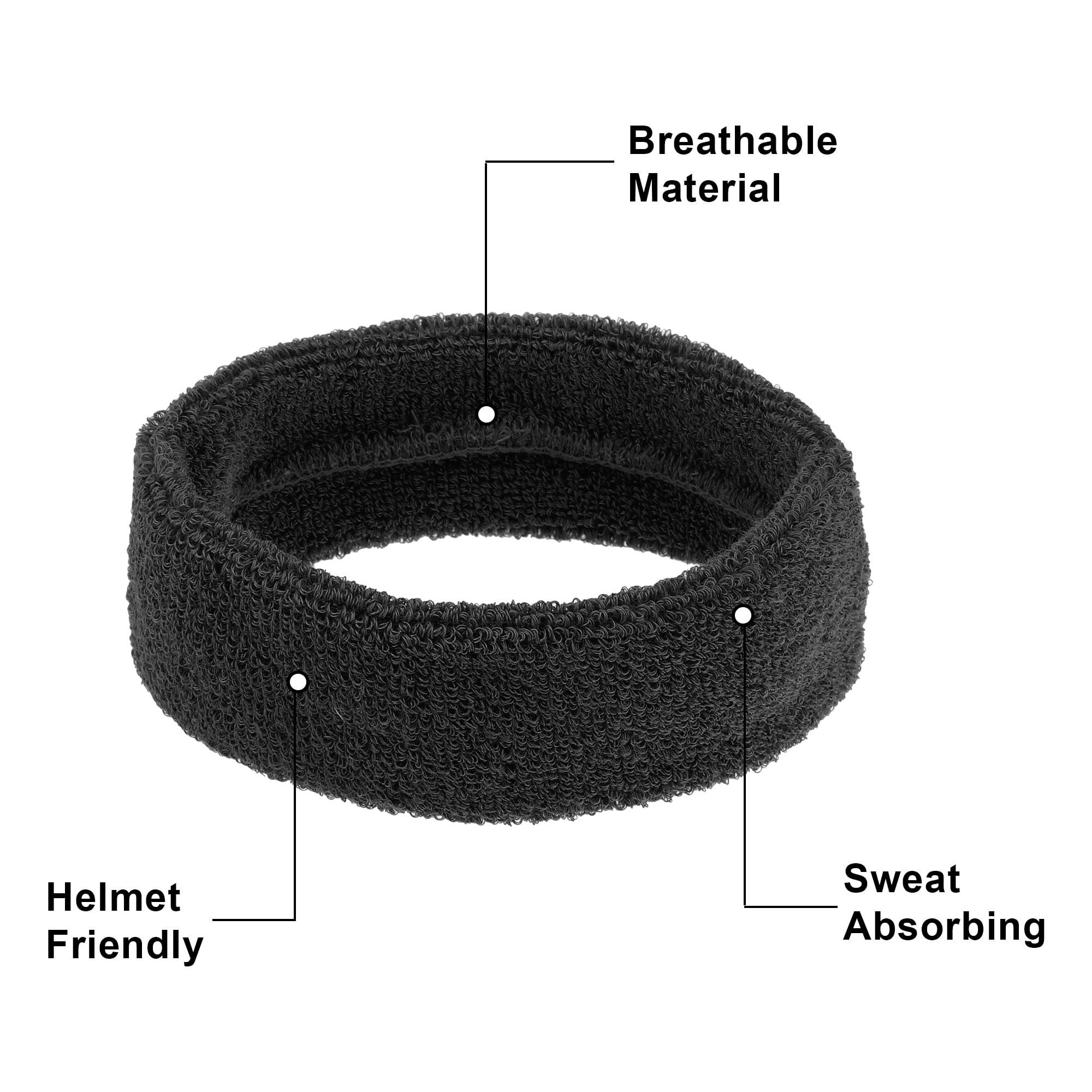 Unique Bargains 3 pcs Sport Headband Wristband Stretchy Cotton Blend Sweat Absorbing Black