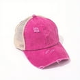 thumbnail image 4 of Unisex Washed Baseball Cap: Distressed Ripped Criss Cross Ponytail Hat - Adjustable Casual Style for Men & Women, 4 of 5
