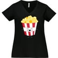 thumbnail image 3 of Inktastic Cute Kawaii Popcorn Women's Plus Size V-Neck T-Shirt, 3 of 5