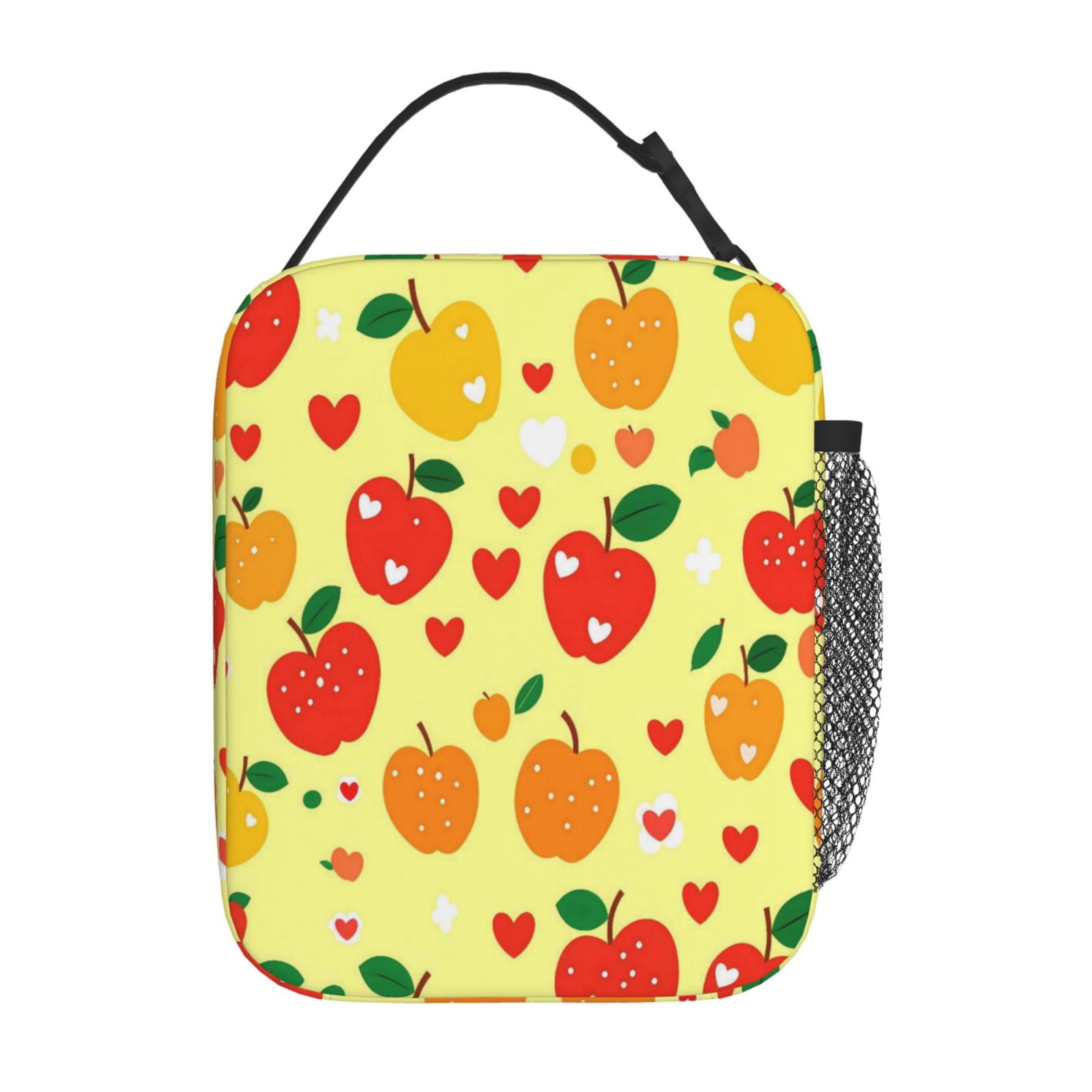 Lunch Bag For Women Men Insulated Portable Lunch Box Bento Box Office Picnic Travel Cooler Bag Yellow And Red Apples