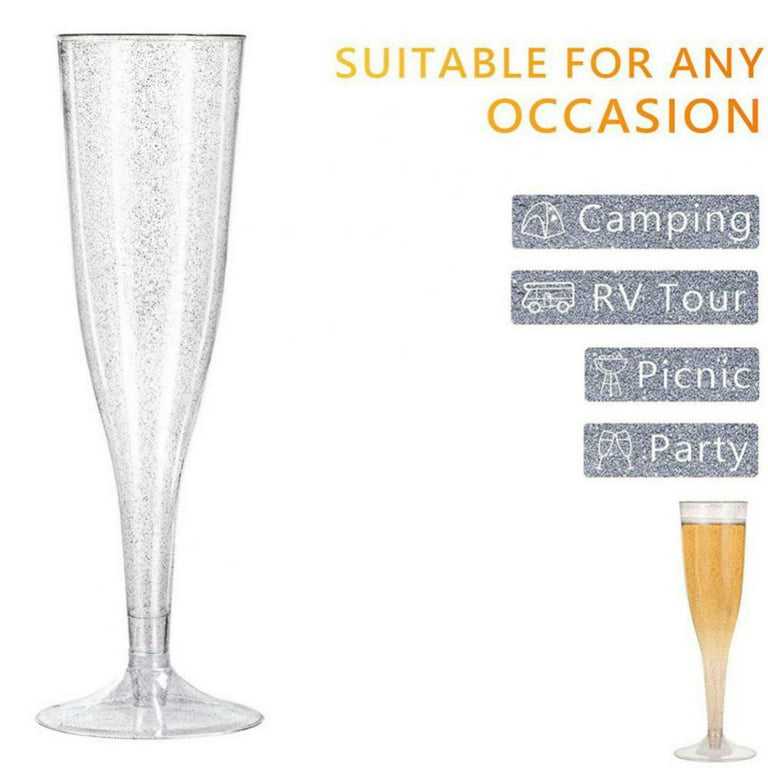 100 PC Bulk Clear Plastic Champagne Flutes 9 4 oz
